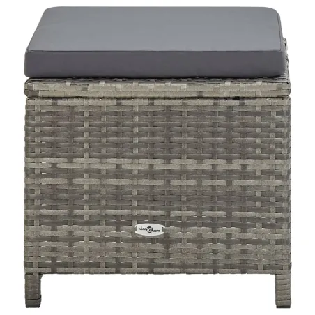 Tabourets de jardin lot de 4 avec coussins Résine tressée Gris