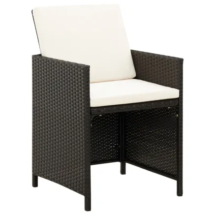 Jeu de chaise et tabouret de jardin 4 pcs Résine tressée Noir 2