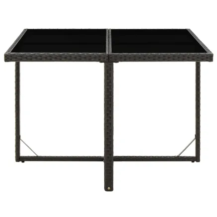 Table de jardin Noir 109x107x74 cm Résine tressée et verre 2