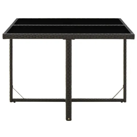 Table de jardin Noir 109x107x74 cm Résine tressée et verre