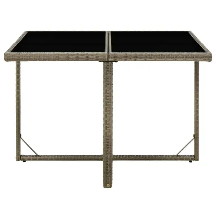 Table de jardin Gris 109x107x74 cm Résine tressée et verre 2