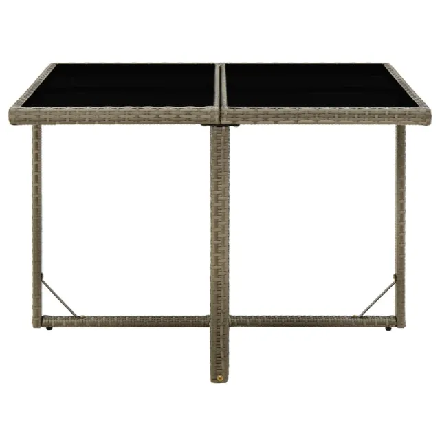 Table de jardin Gris 109x107x74 cm Résine tressée et verre