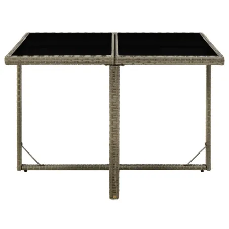 Table de jardin Gris 109x107x74 cm Résine tressée et verre