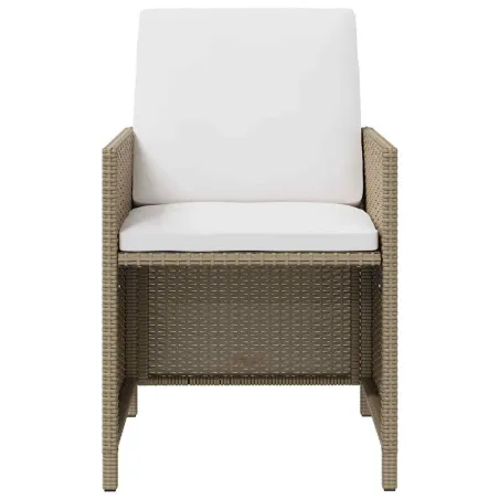Chaises de jardin avec coussins lot de 4 Résine tressée Beige