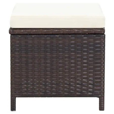 Jeu de chaise et tabouret de jardin 4 pcs Résine tressée Marron