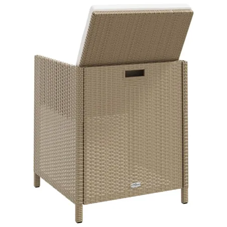 Chaises de jardin avec tabourets lot de 2 Résine tressée Beige