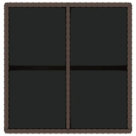 Table de jardin Marron 109x107x74 cm Résine tressée et verre
