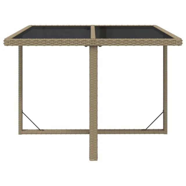 Table de jardin Beige 109x107x74 cm Résine tressée et verre