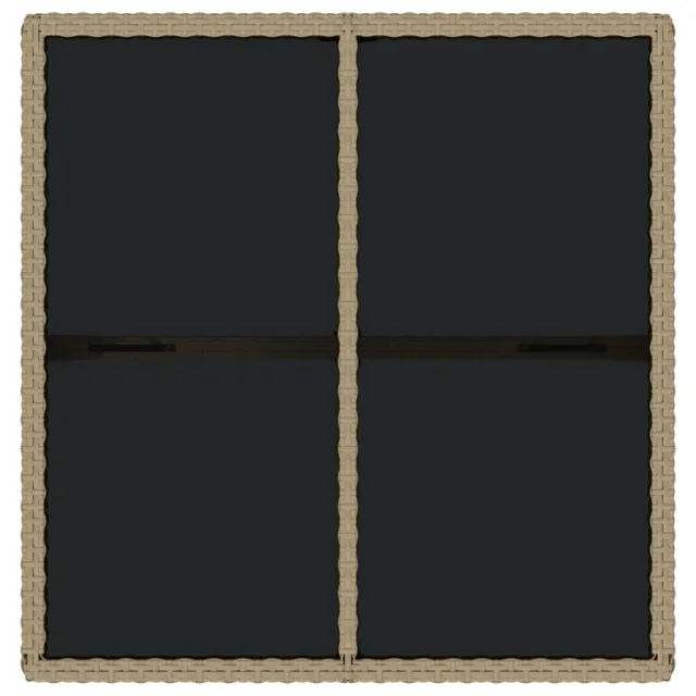 Table de jardin Beige 109x107x74 cm Résine tressée et verre