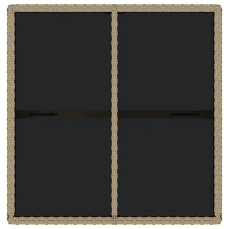 Table de jardin Beige 109x107x74 cm Résine tressée et verre