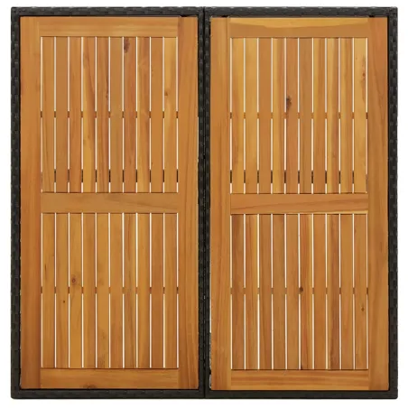 Table de jardin Noir 109x107x74 cm Résine tressée bois massif