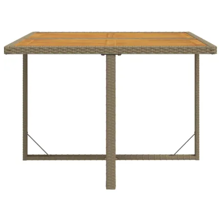 Table de jardin Beige 109x107x74 cm Résine tressée bois massif