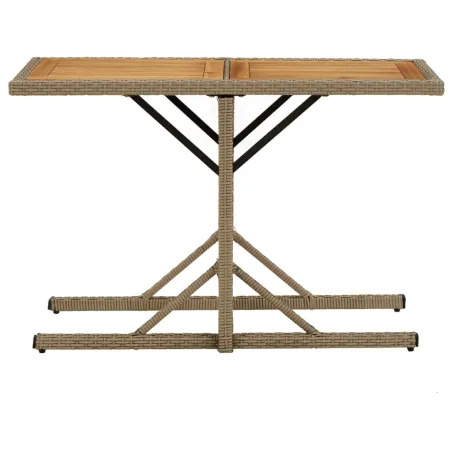 Table de jardin Beige Bois massif d'acacia et poly rotin