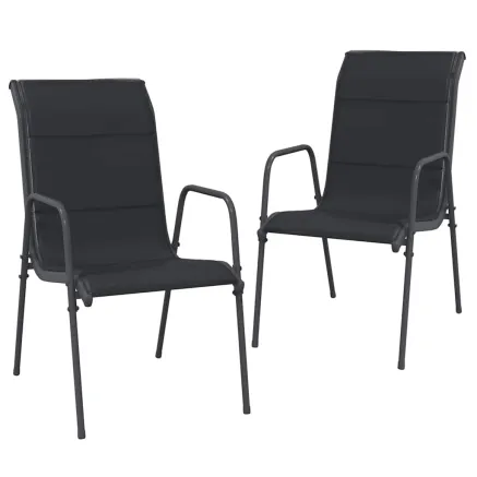 Chaises de jardin lot de 2 Acier et textilène Noir 2