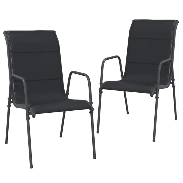 Chaises de jardin lot de 2 Acier et textilène Noir