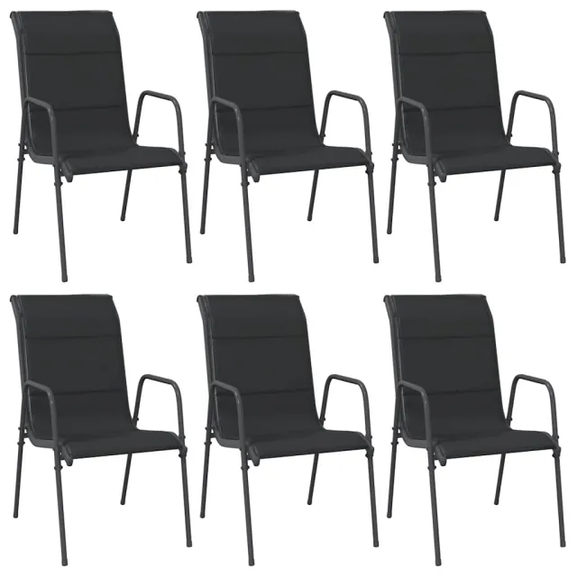 Chaises de jardin lot de 6 Acier et textilène Noir