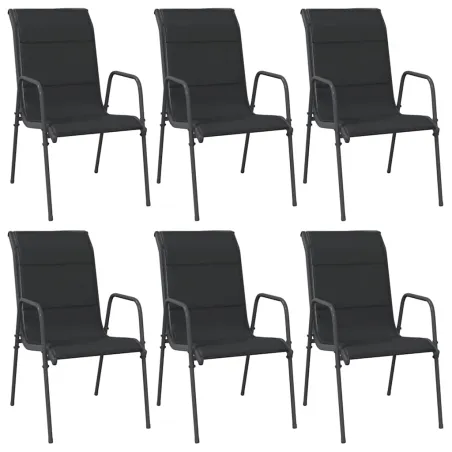 Chaises de jardin lot de 6 Acier et textilène Noir