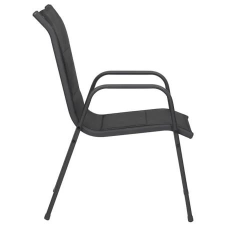 Chaises de jardin lot de 6 Acier et textilène Noir