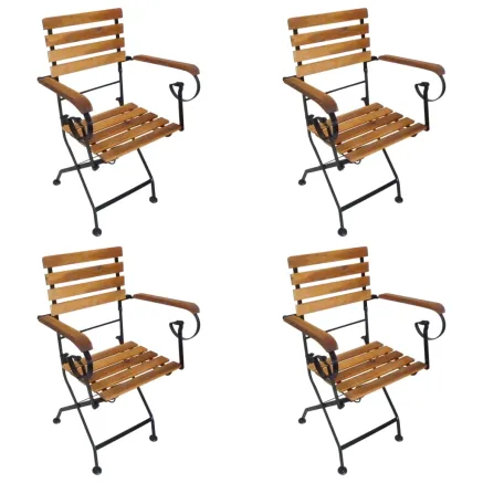 Chaises pliables de jardin lot de 4 Acier et bois acacia massif