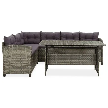 Salon de jardin 2 pcs avec coussins Résine tressée Gris 2