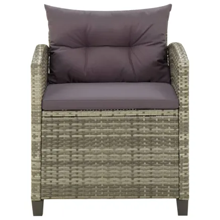 Chaise de jardin avec coussins Résine tressée Gris 2