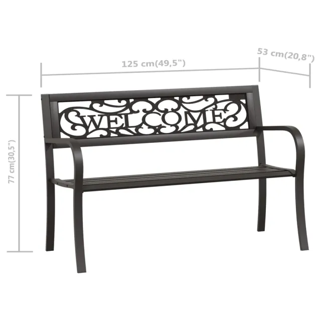 Banc de jardin 125 cm Acier Noir