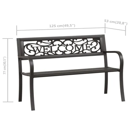 Banc de jardin 125 cm Acier Noir