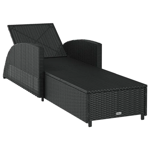 Chaise longue avec coussin blanc crème Résine tressée Noir