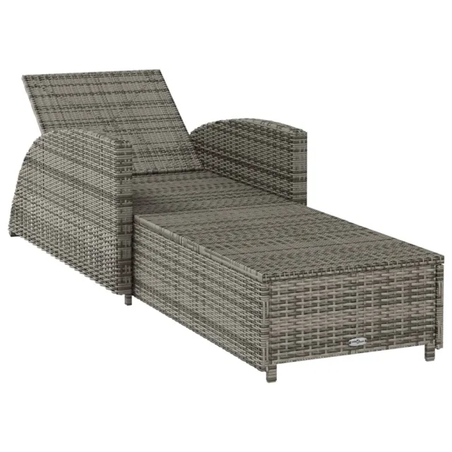 Chaise longue avec coussin gris foncé Résine tressée Gris