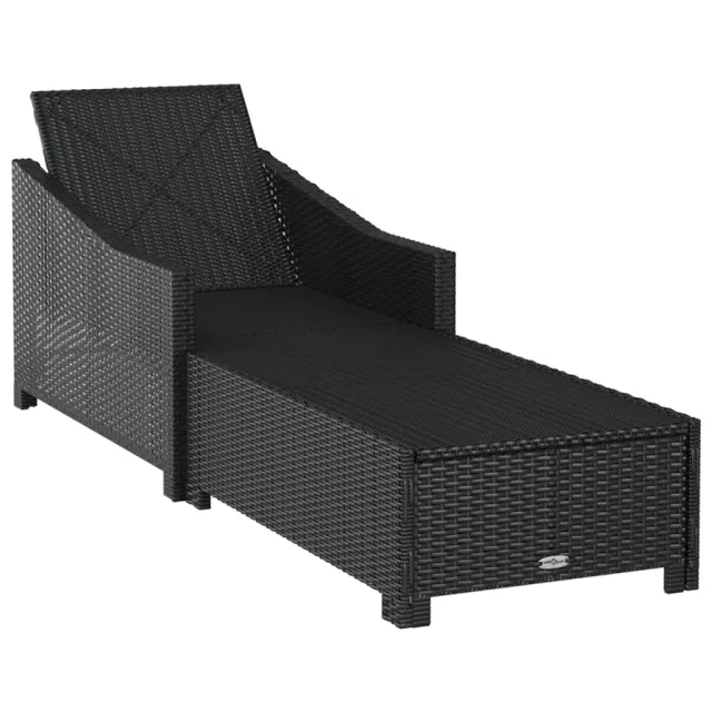 Chaise longue avec coussin blanc crème Résine tressée Noir