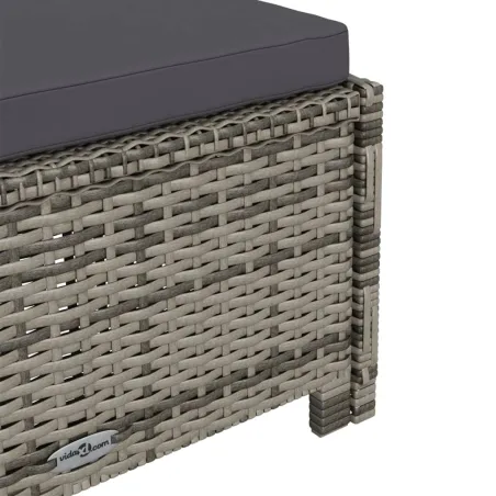 Chaise longue avec coussin gris foncé Résine tressée Gris