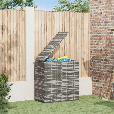 Boîte à coussins de jardin Résine tressée 100x49x103,5 cm Gris
