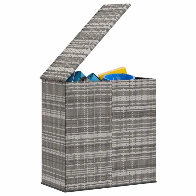 Boîte à coussins de jardin Résine tressée 100x49x103,5 cm Gris