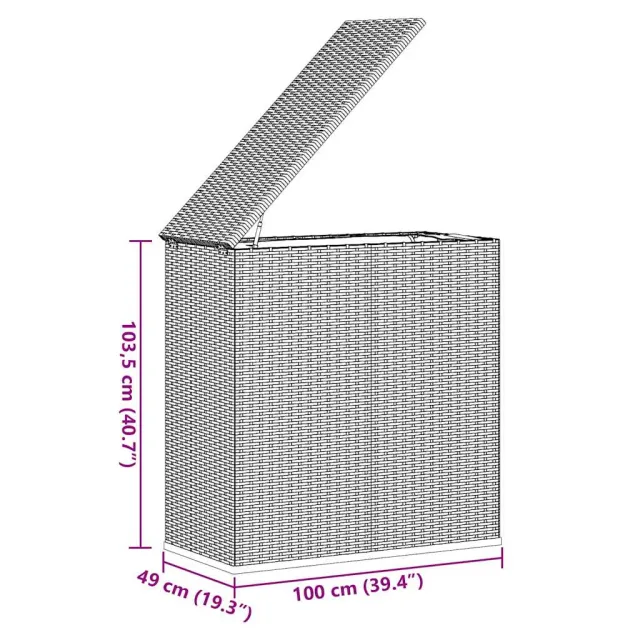 Boîte à coussins de jardin Résine tressée 100x49x103,5 cm Gris
