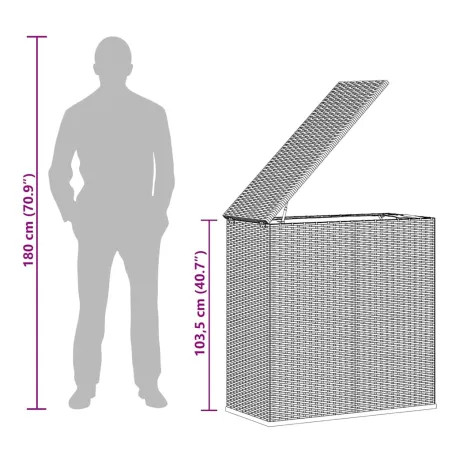 Boîte à coussins de jardin Résine tressée 100x49x103,5 cm Gris