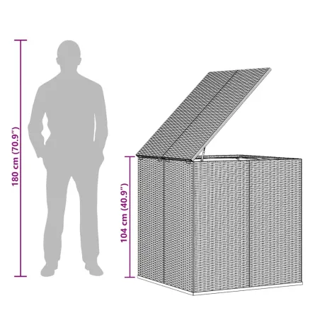 Boîte à coussins de jardin Résine tressée 100x97,5x104 cm Gris