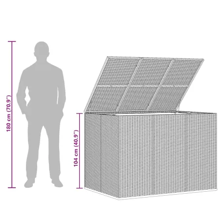 Boîte à coussins de jardin Résine tressée 145x100x103 cm Gris
