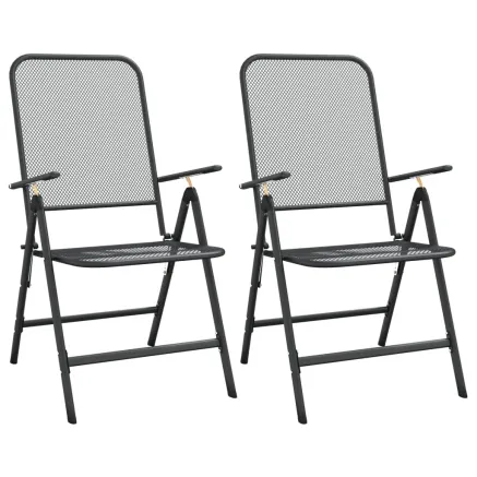 Chaises pliables jardin lot de 2 Maille métallique Anthracite 2