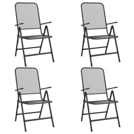 Chaises pliables jardin lot de 4 Maille métallique Anthracite 2