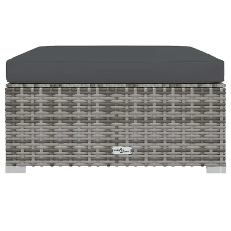 Repose-pied de jardin et coussin Gris 70x70x30cm Résine tressée