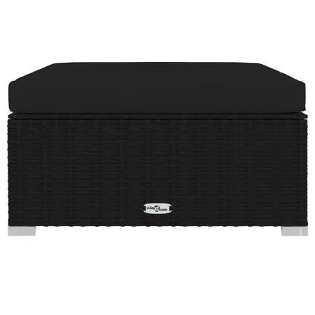 Salon de jardin 4 pcs avec coussins Noir Résine tressée