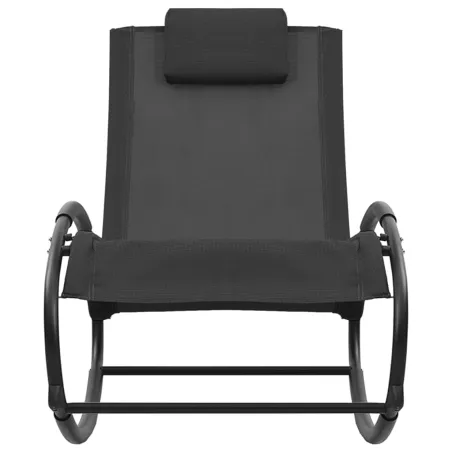 Chaise longue avec oreiller acier et textilène noir