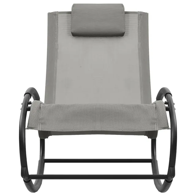 Chaise longue avec oreiller acier et textilène gris