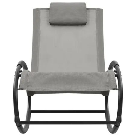 Chaise longue avec oreiller acier et textilène gris