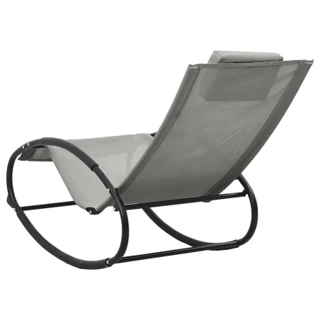 Chaise longue avec oreiller acier et textilène gris
