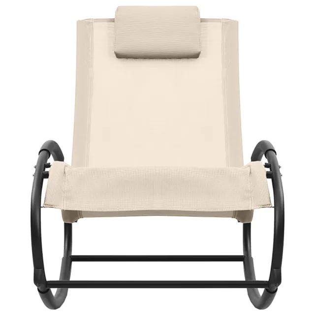 Chaise longue avec oreiller acier et textilène crème