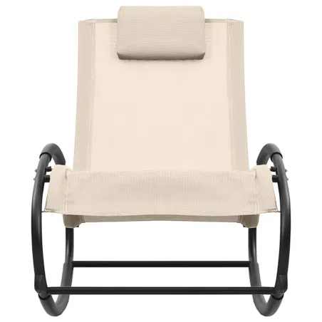 Chaise longue avec oreiller acier et textilène crème