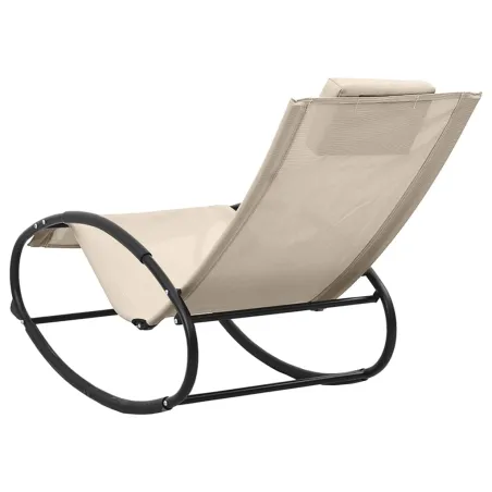 Chaise longue avec oreiller acier et textilène crème