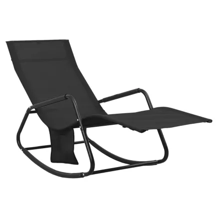 Chaise longue Acier et textilène Noir 2