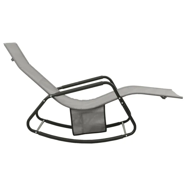 Chaise longue acier et textilène gris